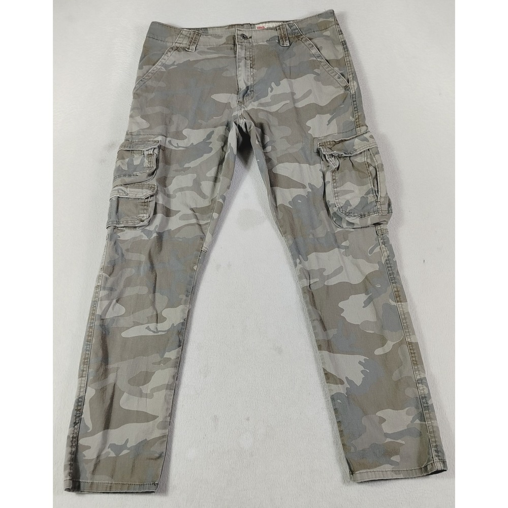 Wrangler Cargo Pants Mens 33 Gray Camo Regular Taper Stretch Security Tactical